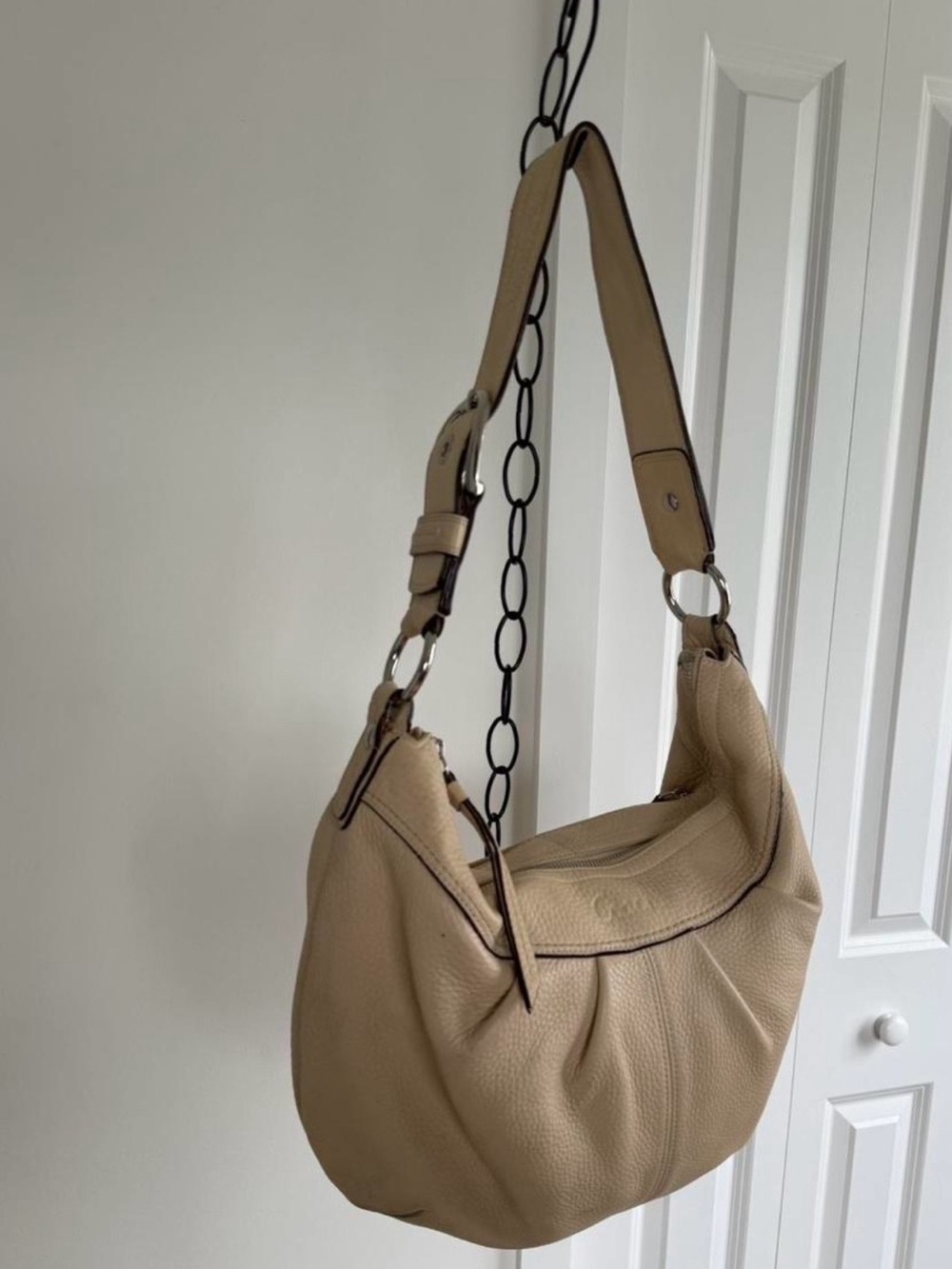 Coach Tan Pebbled Leather Shoulder Hobo Bag